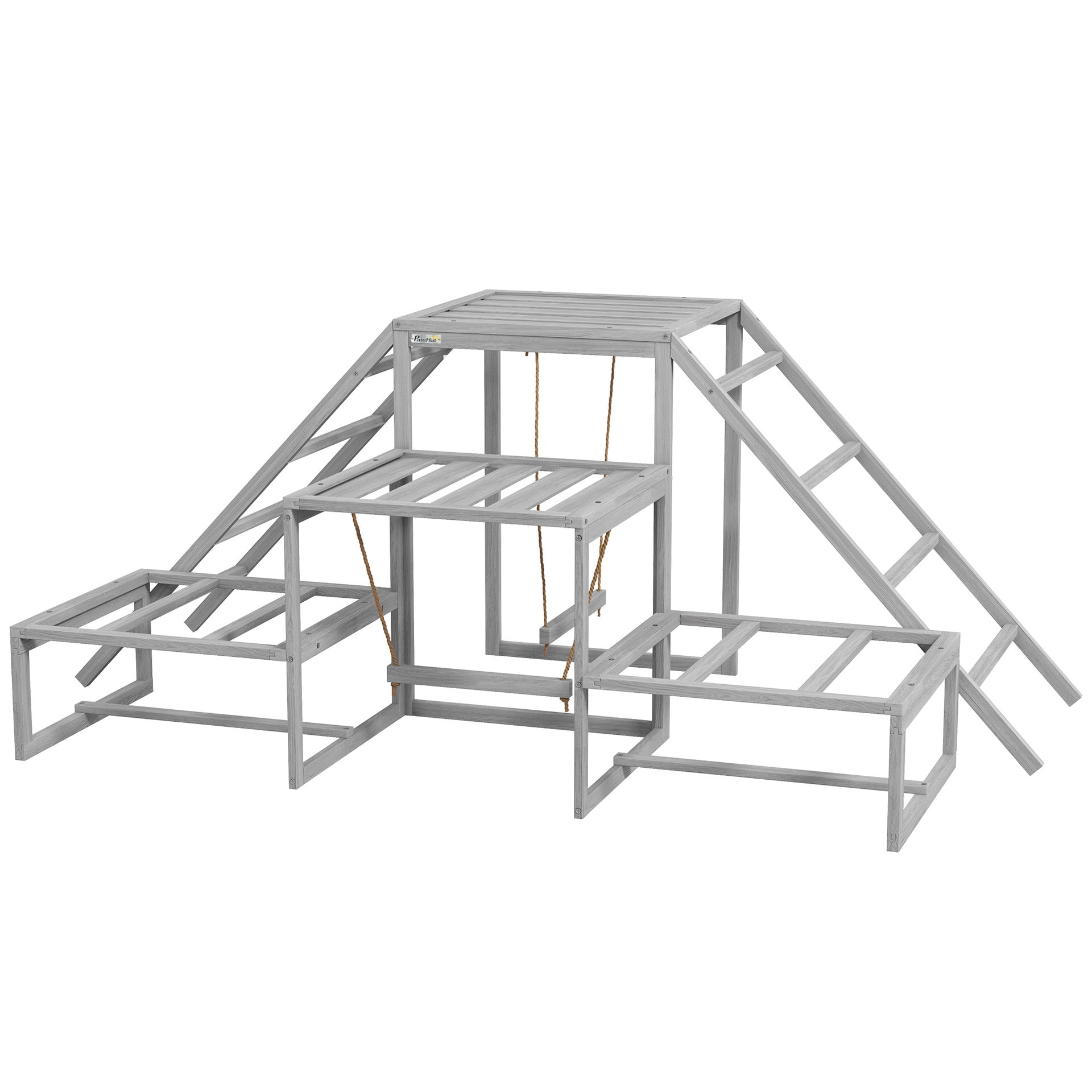 PawHut Chicken Roost Toys for Chickens Hens, Coop Accessories with Wood Stand, Ladder Platforms, for 10-15 Chickens