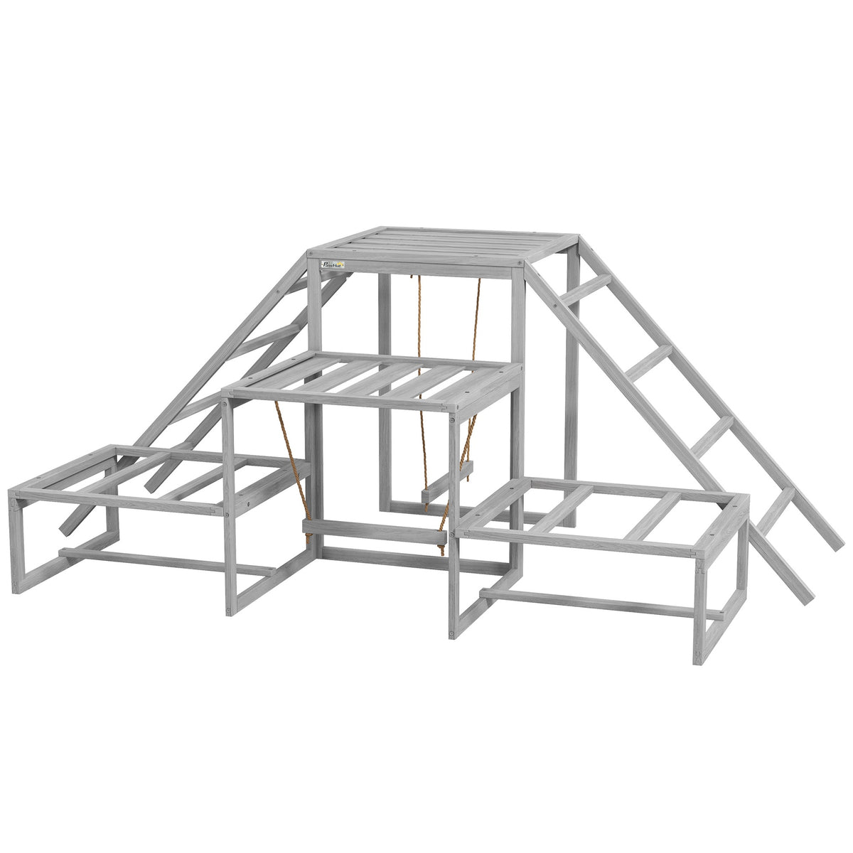 PawHut Chicken Roost Toys for Chickens Hens, Coop Accessories with Wood Stand, Ladder Platforms, for 10-15 Chickens