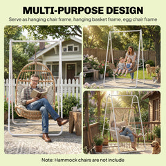 Outsunny Hammock Chair Stand Only Heavy Duty Solid Steel A-Frame for Hanging Hammock, Egg Chair, Max Load 330 LBS, White