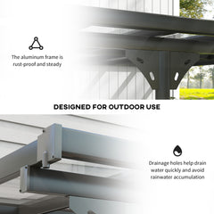 Outsunny 14.5' x 10' Aluminum Polycarbonate Pergola with UV Blocking for Outdoor Wall-Mounted Use, Family Shade, Gray