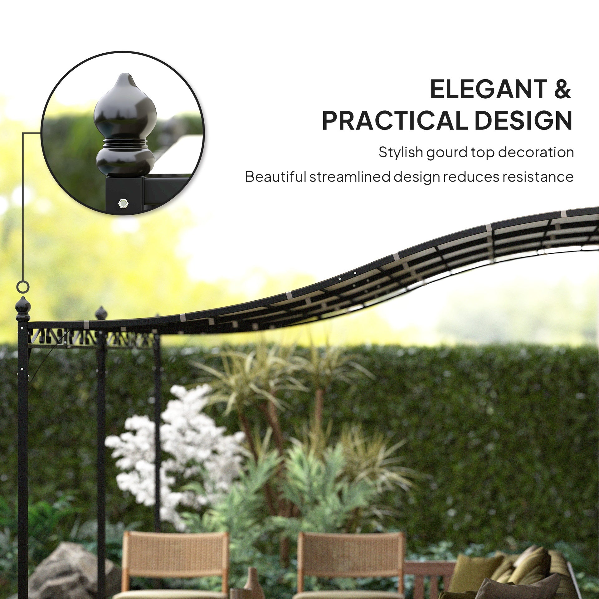 Outsunny 10' x 20' Wall-Mounted Outdoor Pergola Canopy, Metal Patio Canopy with Drainage Holes for Backyard Garden, Cream White