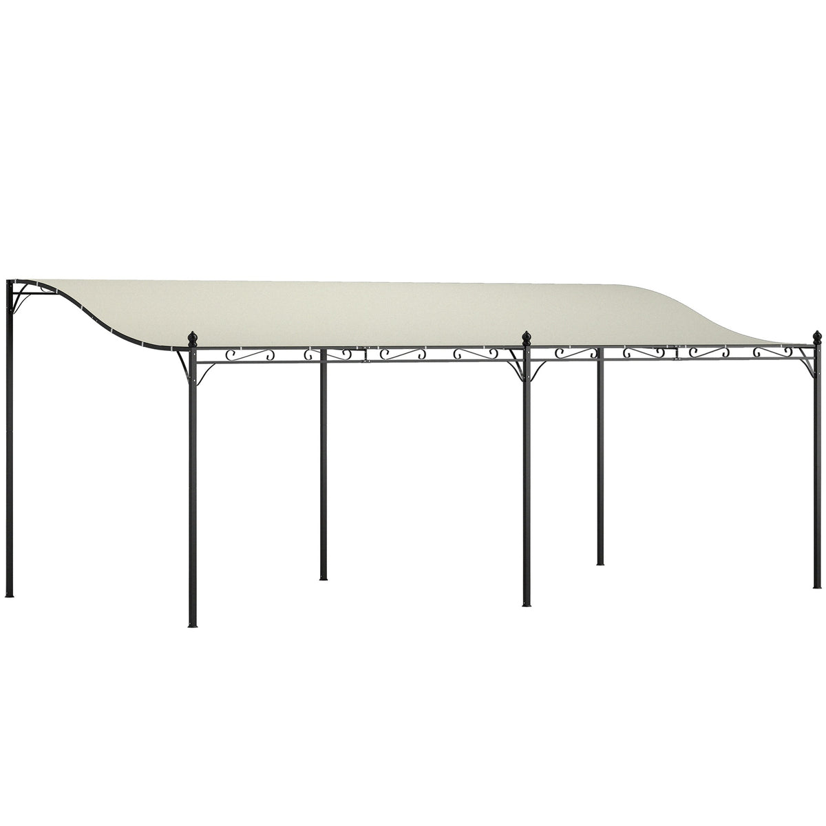 Outsunny 10' x 20' Wall-Mounted Outdoor Pergola Canopy, Metal Patio Canopy with Drainage Holes for Backyard Garden, Cream White