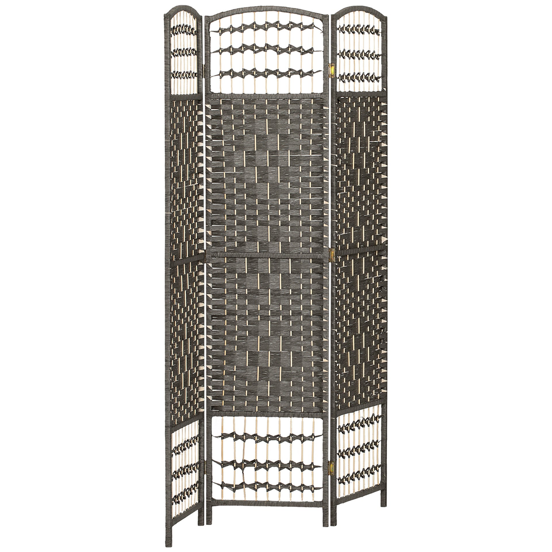 HOMCOM 3 Panel Folding Room Divider Portable Privacy Screen Wave Fiber Room Partition for Home Office Dark Gray