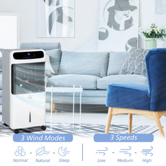 HOMCOM 3-In-1 Ice Cooling Fan, Mobile Evaporative Air Cooler with Remote, Timer, Oscillating for Home Office, Bedroom, White