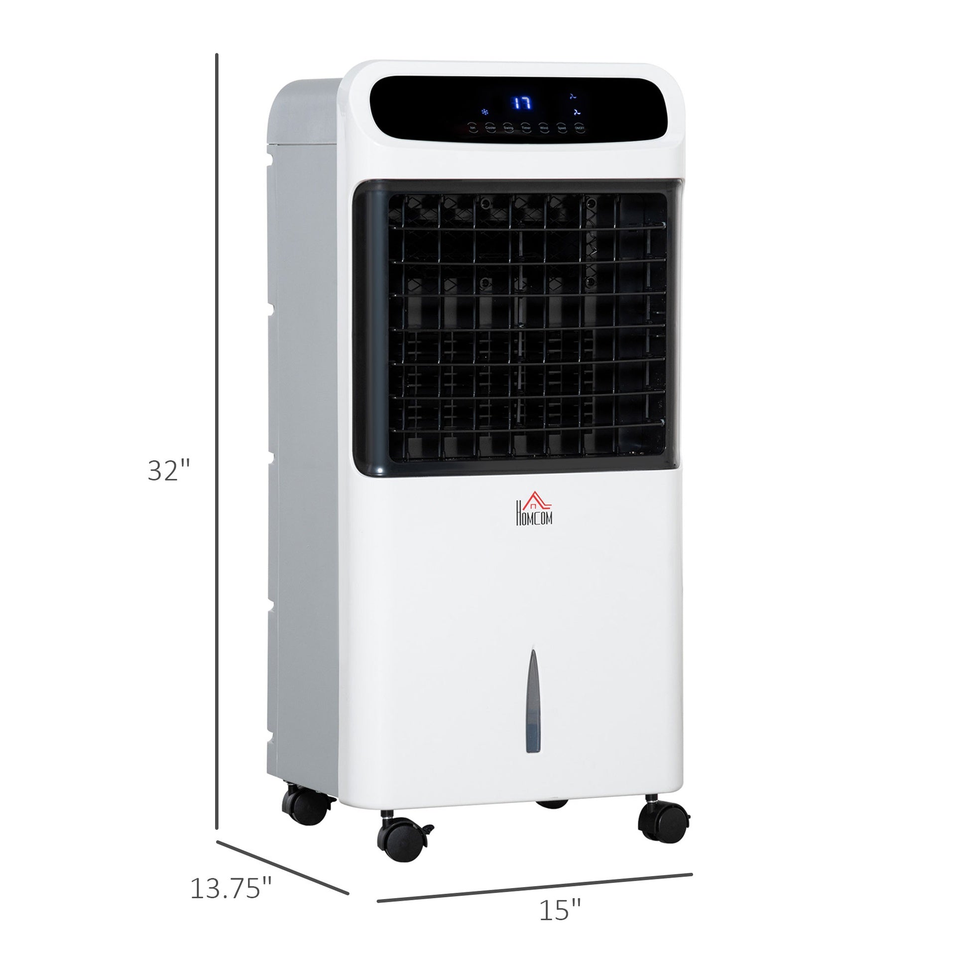 HOMCOM 3-In-1 Ice Cooling Fan, Mobile Evaporative Air Cooler with Remote, Timer, Oscillating for Home Office, Bedroom, White