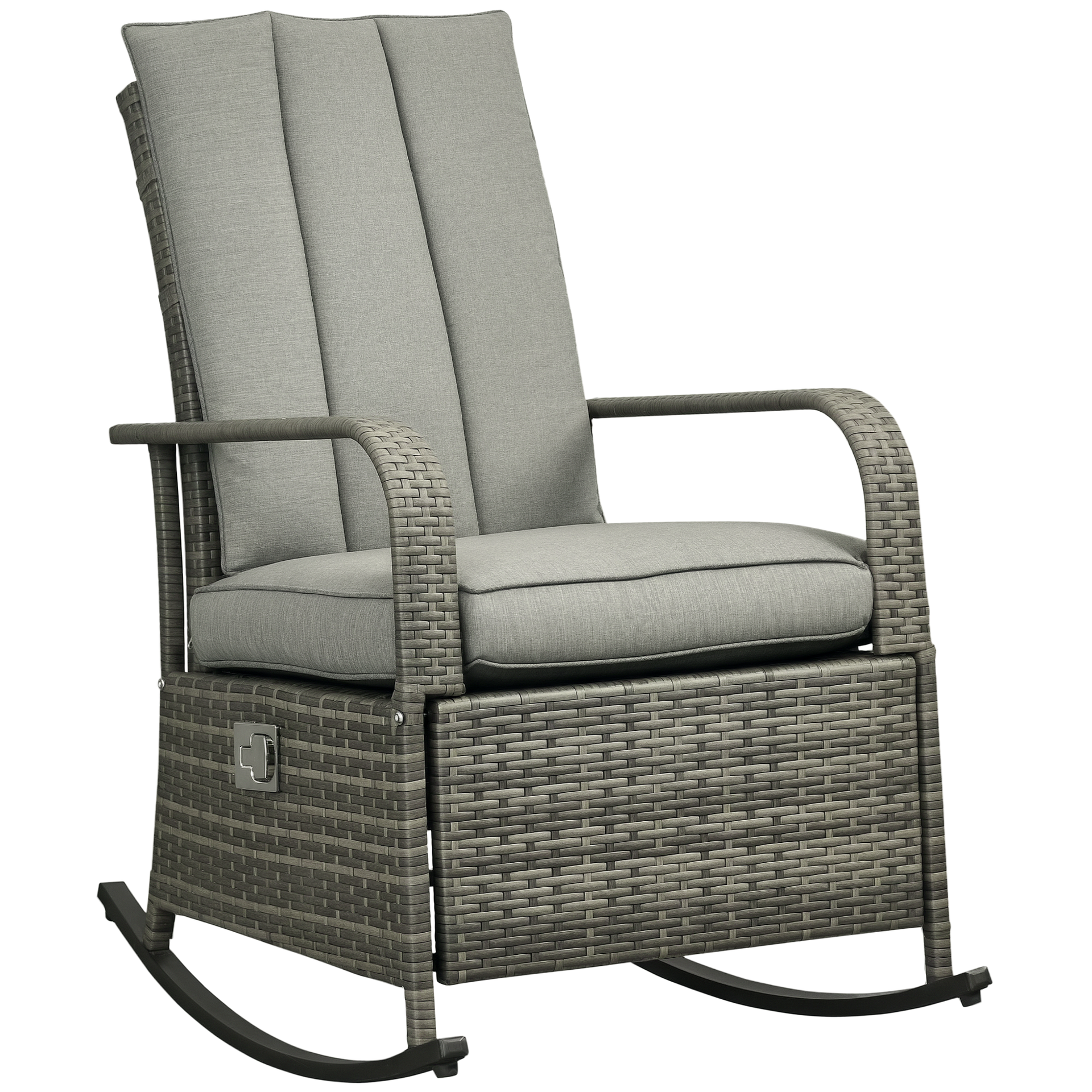 Outsunny PE Rattan Rocking Recliner with Footrest, Gray