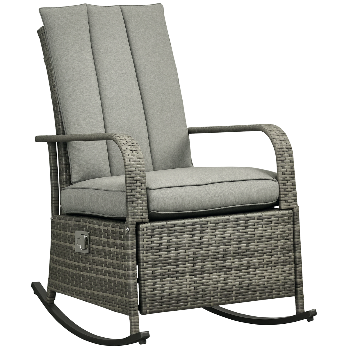 Outsunny PE Rattan Rocking Recliner with Footrest, Gray