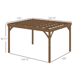 Outsunny 10' x 12' Outdoor Wooden Pergola, Grape Vine Gazebo with Concrete Anchors for Garden, Patio, Backyard, Deck, Brown