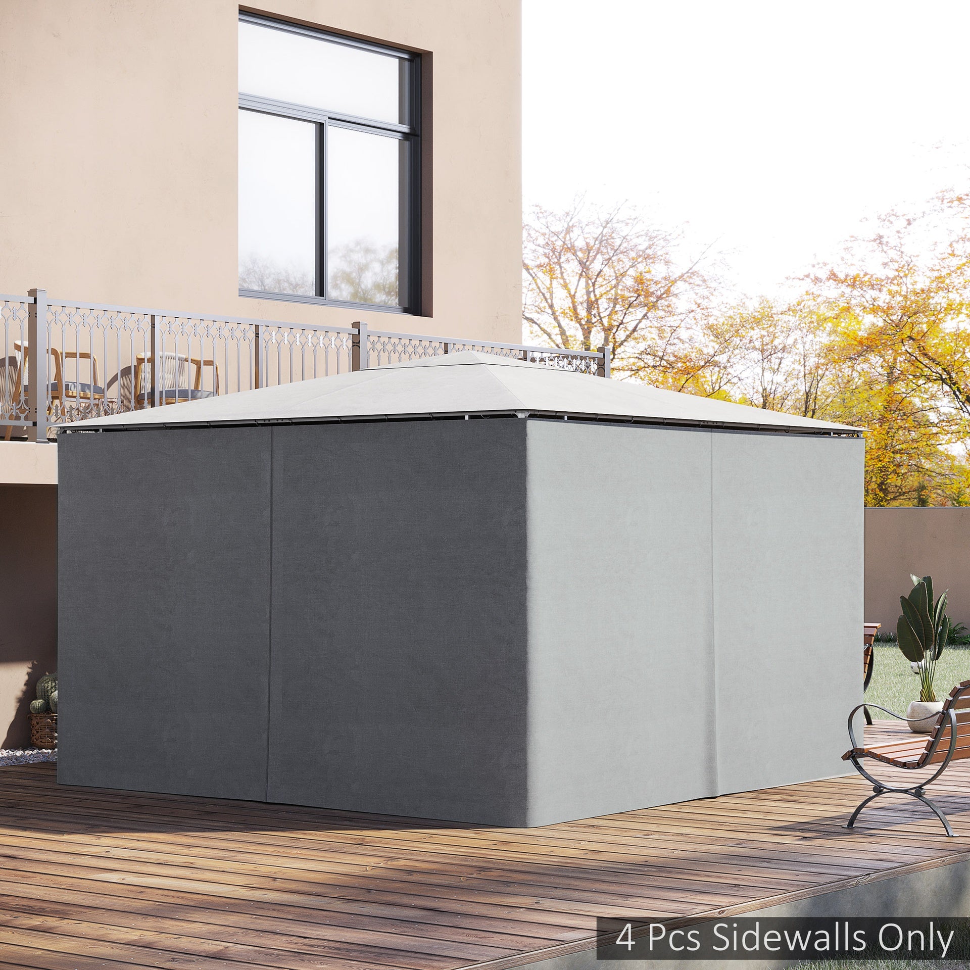Outsunny 9.84' x 13.1' Gazebo Sidewall Set with Hooks/C-Rings, Light Gray