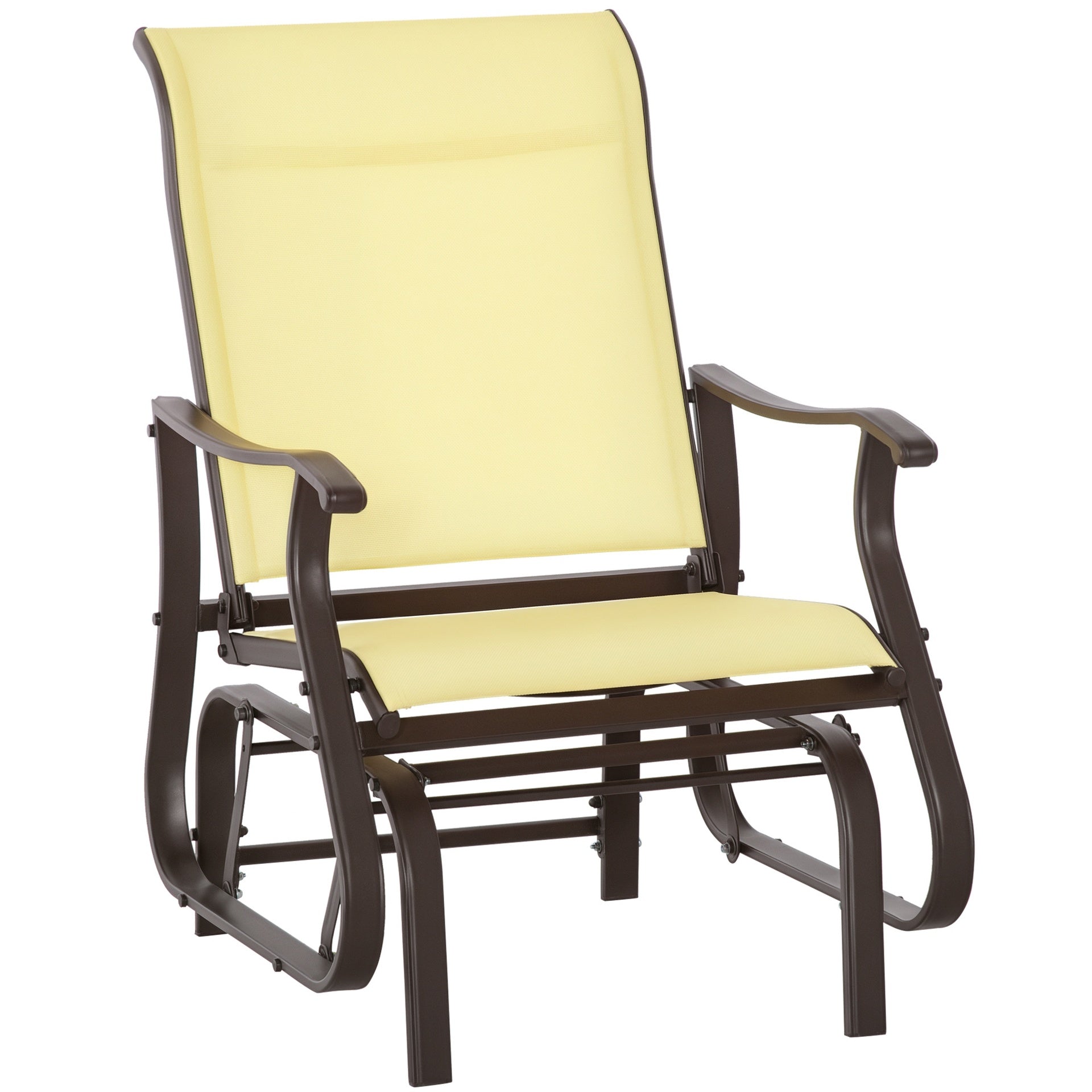 Outsunny Outdoor Glider Chair, Gliders for Outside Patio with Steel Frame and Mesh Fabric for Backyard, Garden, and Porch, Beige