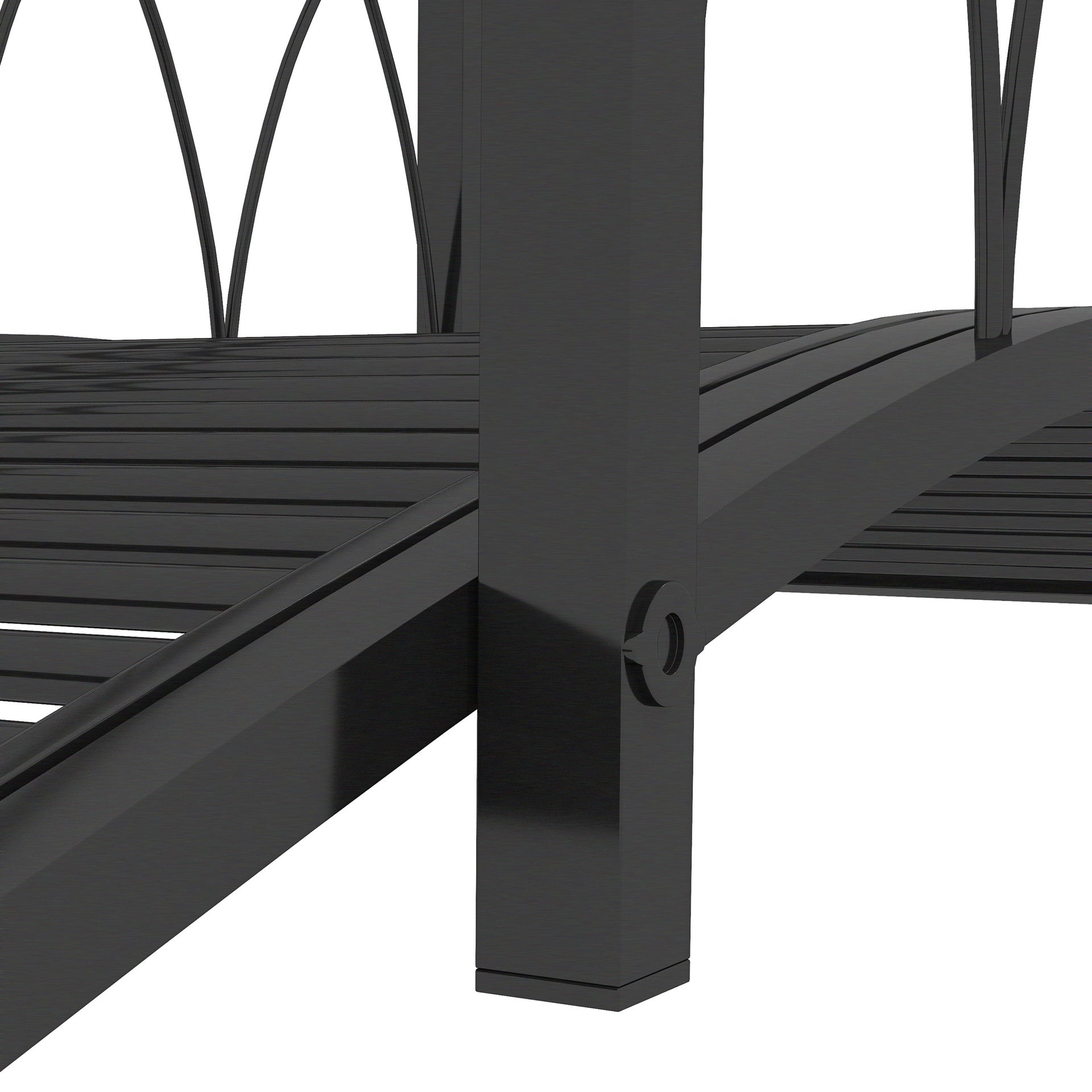 Outsunny 3.3' Metal Arch Zen Garden Pond Bridg with Safety Siderails for Stream, Fish Pond, Black
