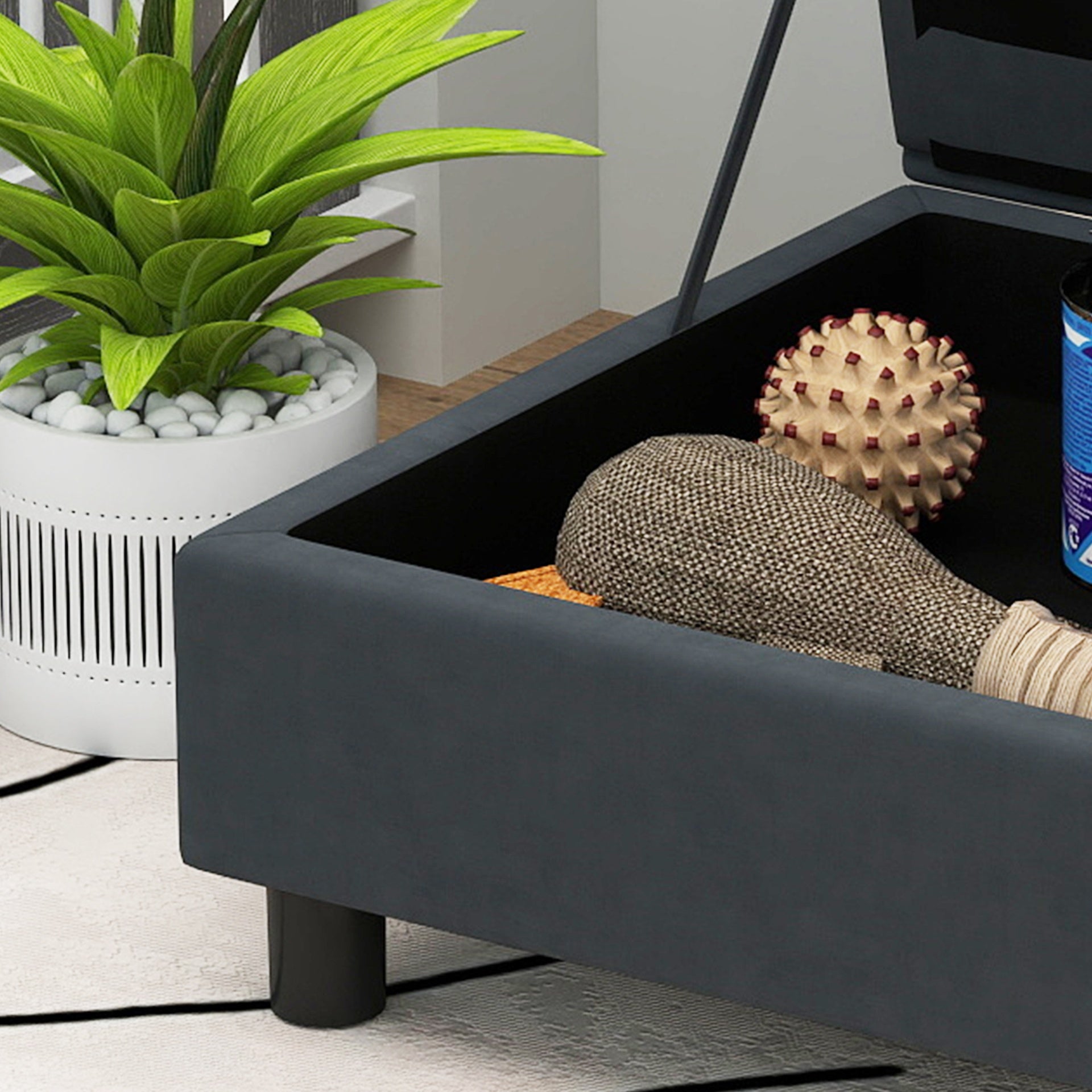 PawHut Pet Sofa Bed Couch with Storage, Pet Sofa for Cats and Small Dogs, Dark Gray