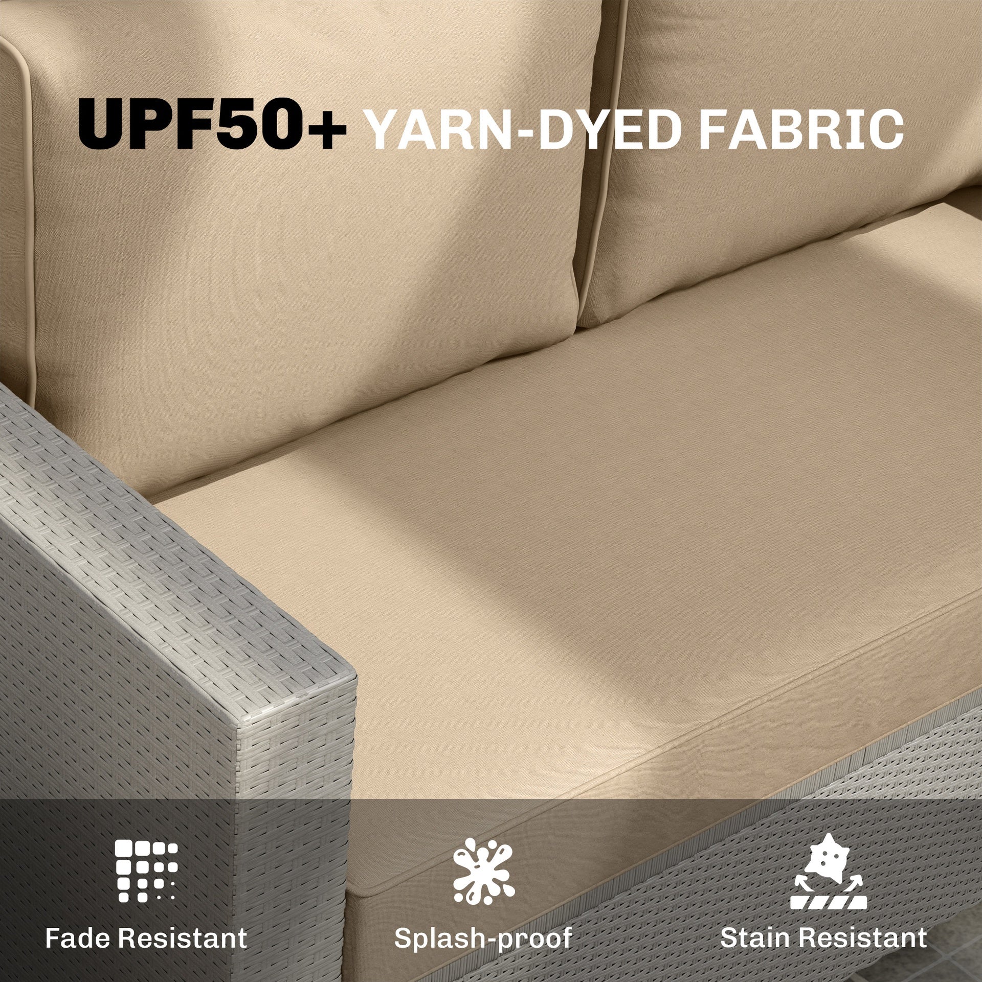 Outsunny 2 Seat Patio Furniture Cushions, 46x26x5 in, Thick Outdoor Loveseat Cushion Set with Removable Cover, Fade-Resistant Replacement Cushions for Outdoor Furniture, Couch, Bench, Swing, Beige