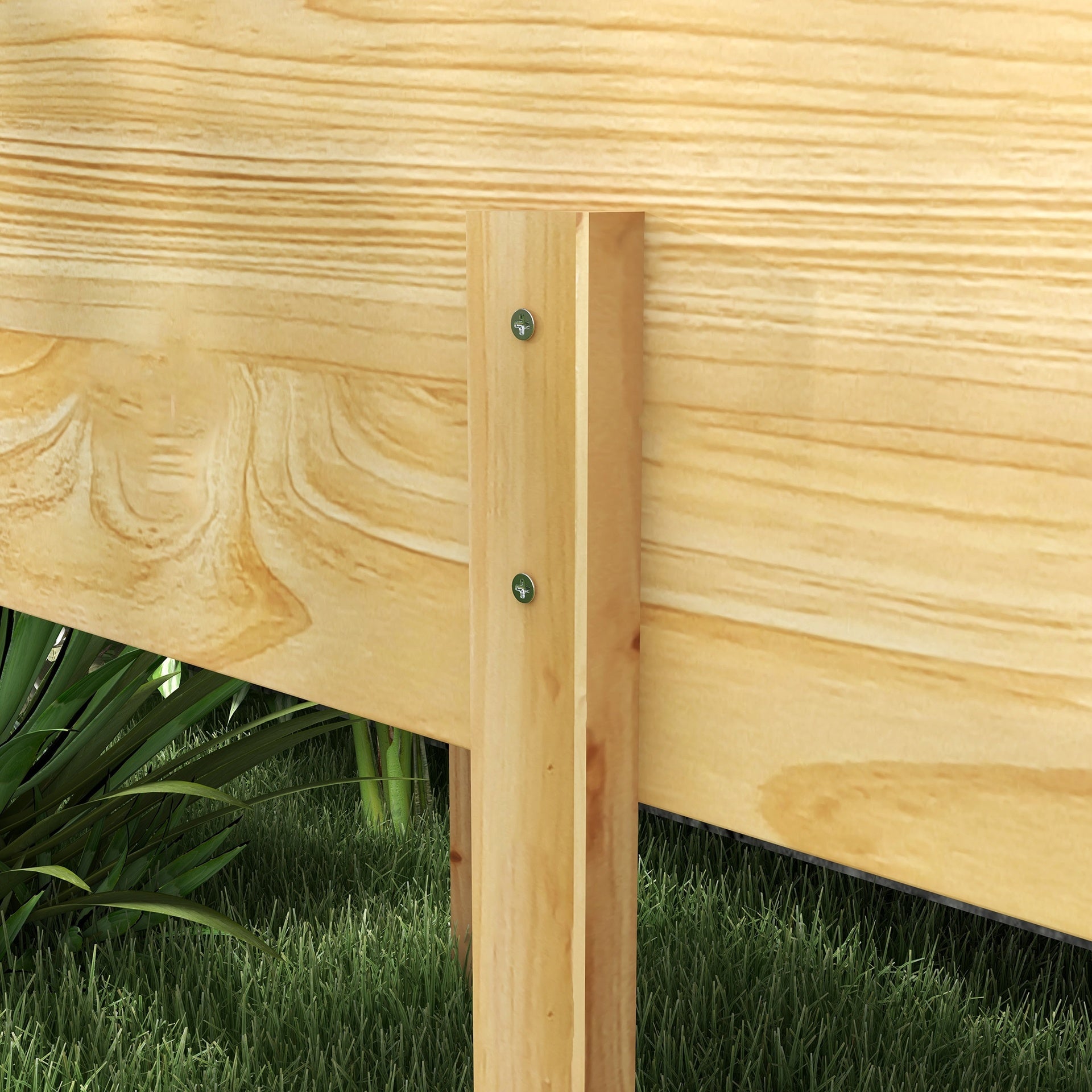 Outsunny Wooden Raised Garden Bed, Large Elevated Planter Box with Legs, Bed Liner and Drain Holes, 7.4' x 1.8' x 2.6', Natural