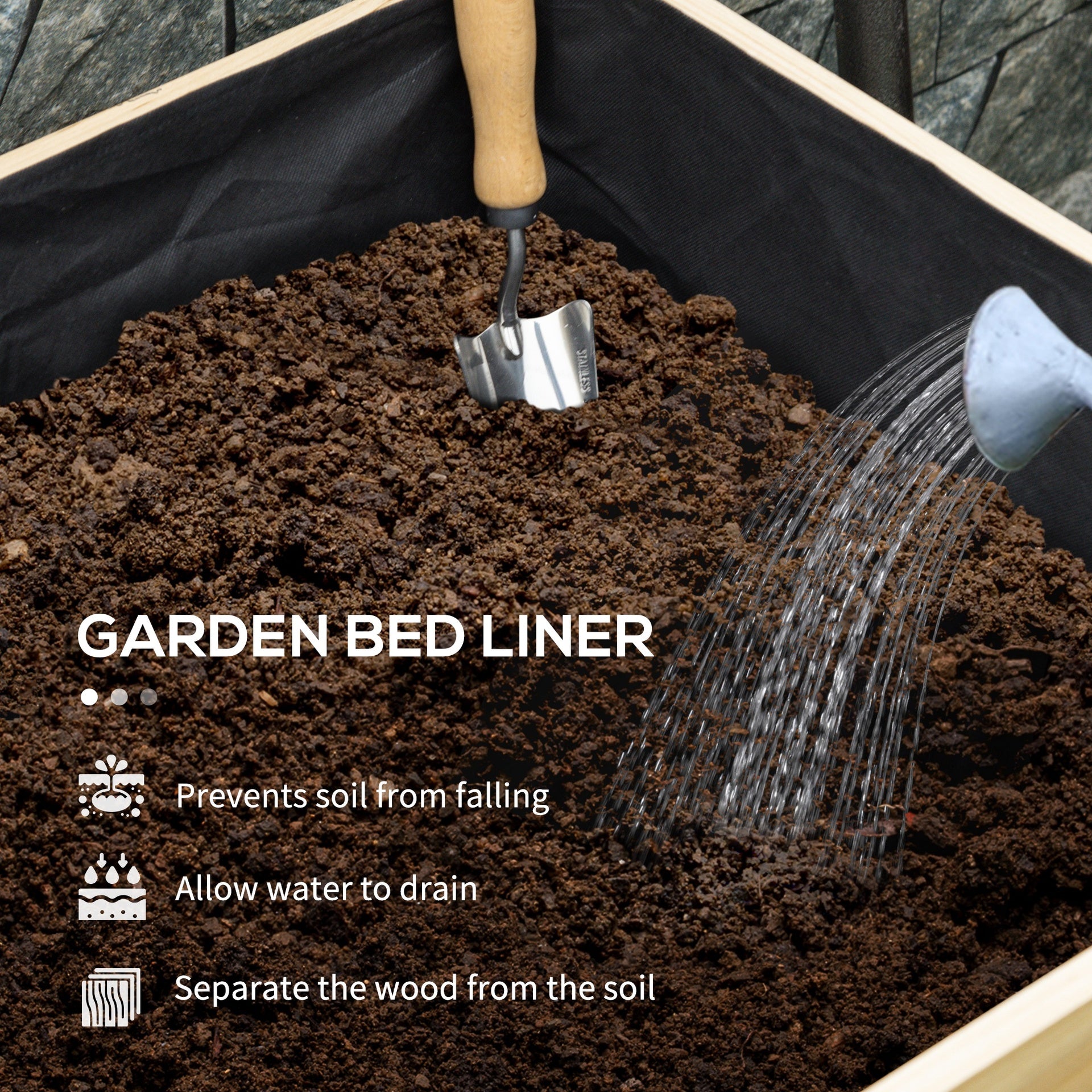 Outsunny Wooden Raised Garden Bed, Large Elevated Planter Box with Legs, Bed Liner and Drain Holes, 7.4' x 1.8' x 2.6', Natural