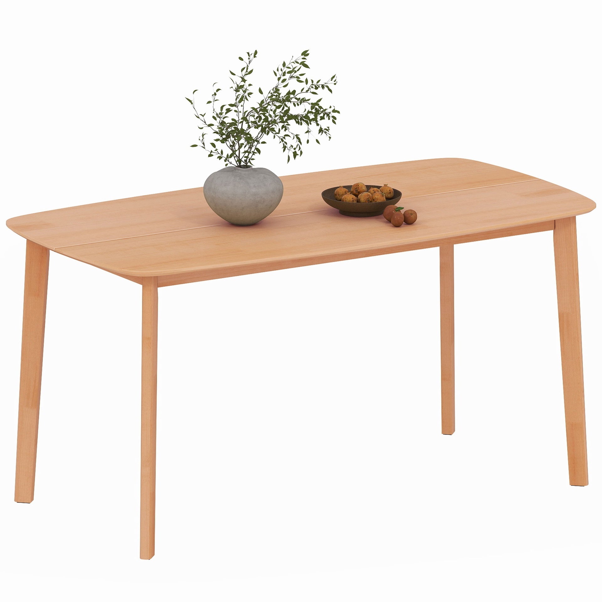 HOMCOM Pine Wood Dining Table for 6, 47" Rustic Rectangular Kitchen Table with Large Tabletop for Dining Room, Natural