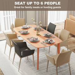 HOMCOM Pine Wood Dining Table for 6, 47" Rustic Rectangular Kitchen Table with Large Tabletop for Dining Room, Natural