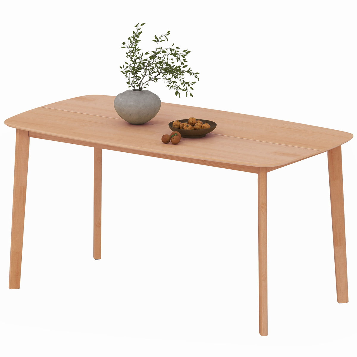 HOMCOM Pine Wood Dining Table for 6, 47" Rustic Rectangular Kitchen Table with Large Tabletop for Dining Room, Natural