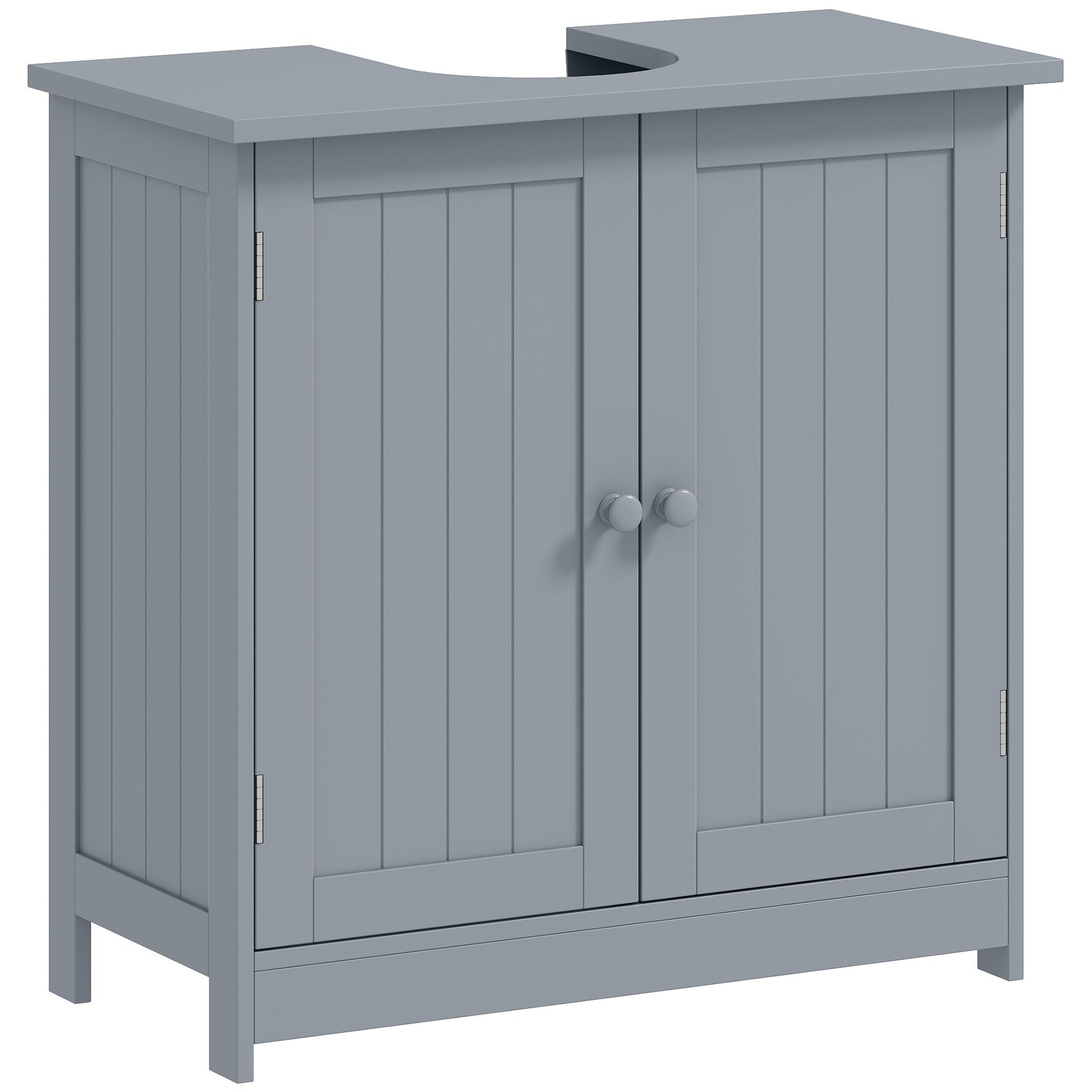 HOMCOM Under Sink Bathroom Cabinet, Pedestal Sink Storage Cabinet with 2 Doors, Shelf and U-Shape, Gray