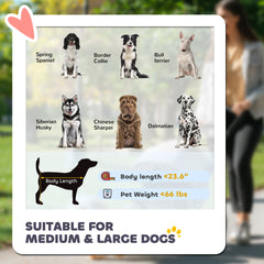 PawHut Dog Stroller for Large Medium Small Dogs up to 66 Lbs. 23.5" in Body Length, One-Click Foldable Pet Cat Stroller with Storage, Shock Absorption Wheels, Mesh Window, Safety Leash, Gray