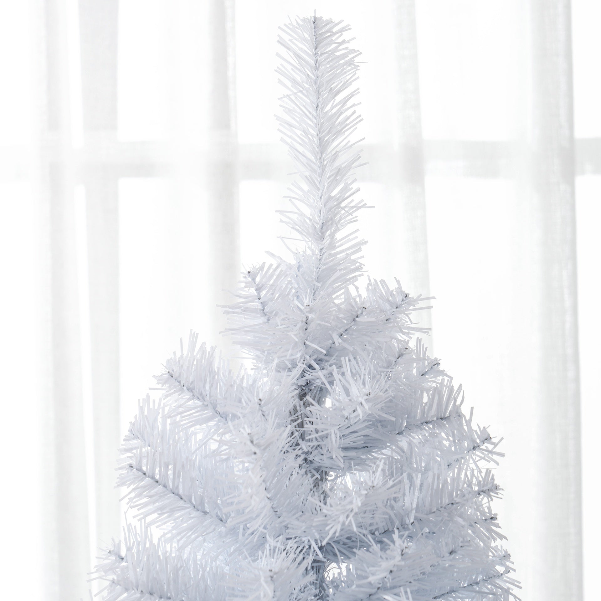HOMCOM 6 FT Artificial Christmas Tree Pencil Xmas Tree with Stand, 618 Tips, Holiday Home Indoor Decoration for Party, White