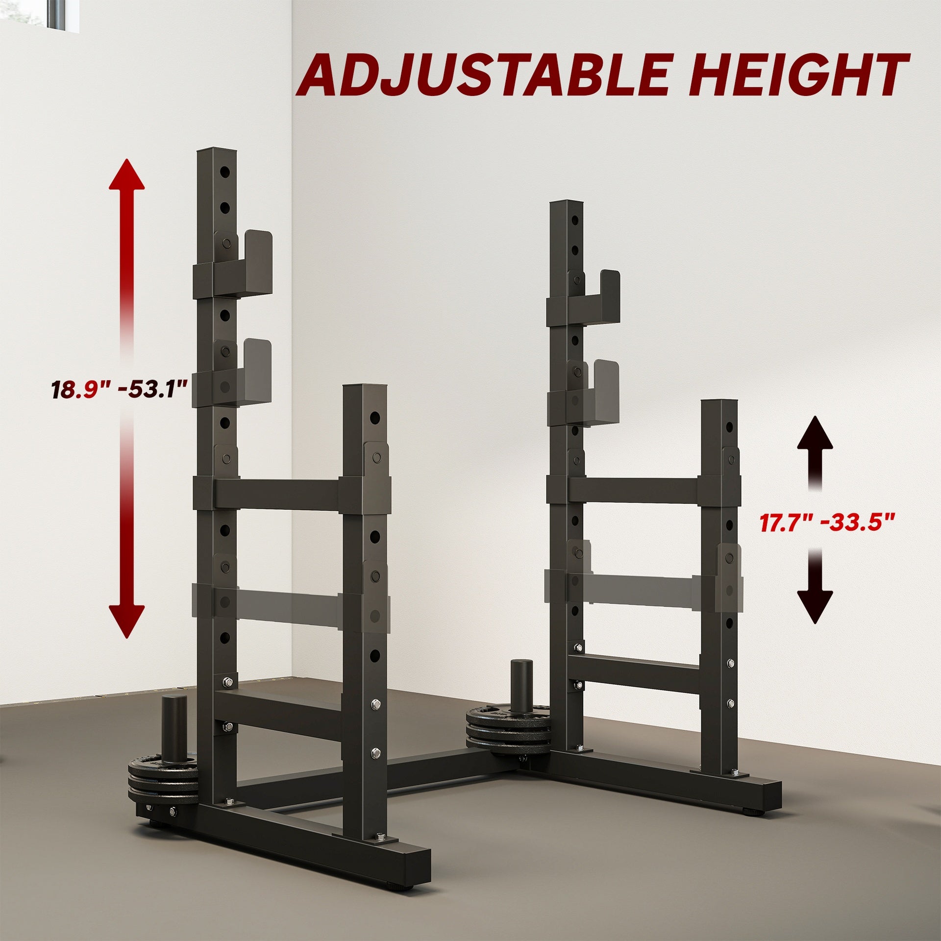 Soozier Adjustable Squat Rack, 660lbs Multi-Functional Bench Press Rack for Weight Lifting Home Gym Strength Training, Black