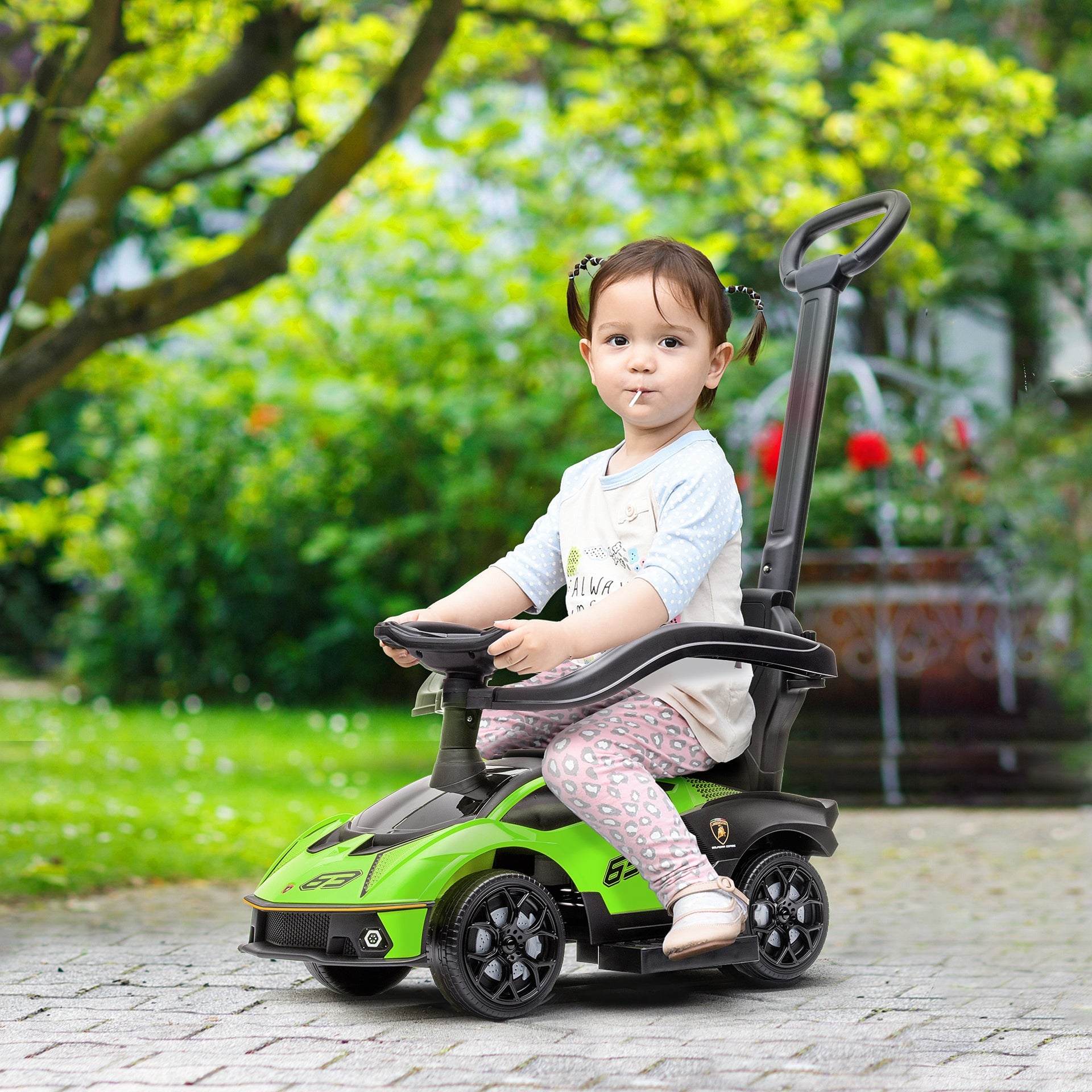 Aosom Toddler Push Car, Lamborghini Stroller Walking Car Age for 1-3, Green