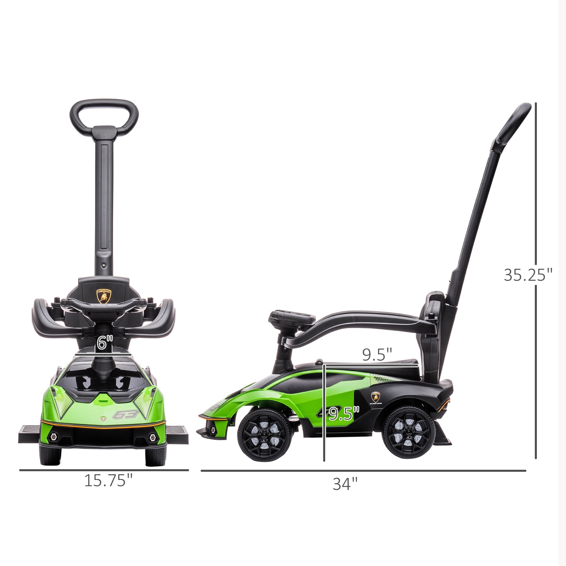 Aosom Toddler Push Car, Lamborghini Stroller Walking Car Age for 1-3, Green