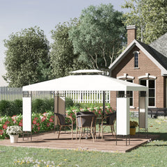 Outsunny 13' x 10' Patio Gazebo Outdoor Canopy Shelter w/ Double Vented Roof, Cream White