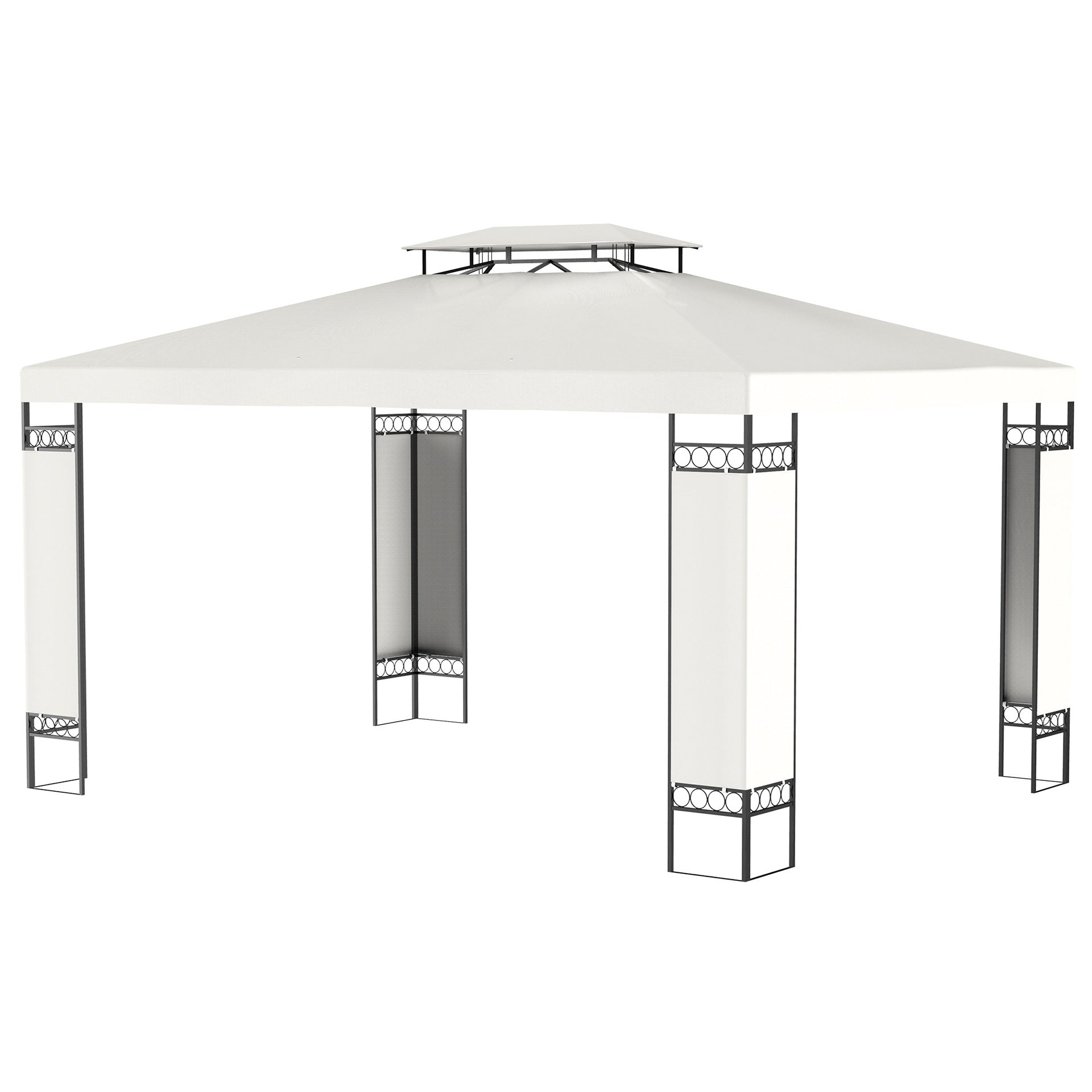 Outsunny 13' x 10' Patio Gazebo Outdoor Canopy Shelter w/ Double Vented Roof, Cream White