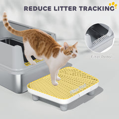 PawHut Extra Large Stainless Steel Cat Litter Box with Scoop & Pad, Anti-Urine Leakage, Easy Cleaning, Non-Sticky