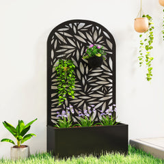 Outsunny Metal Garden Bed with Trellis for Climbing Plants, Freestanding or Wall Mounted Flower Bed for Garden, Patio, Balcony