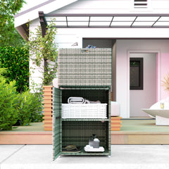 Outsunny Outdoor Towel Rack for Pool w/ Drawer & Cabinet, Gray