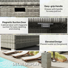 Outsunny Outdoor Towel Rack for Pool w/ Drawer & Cabinet, Gray