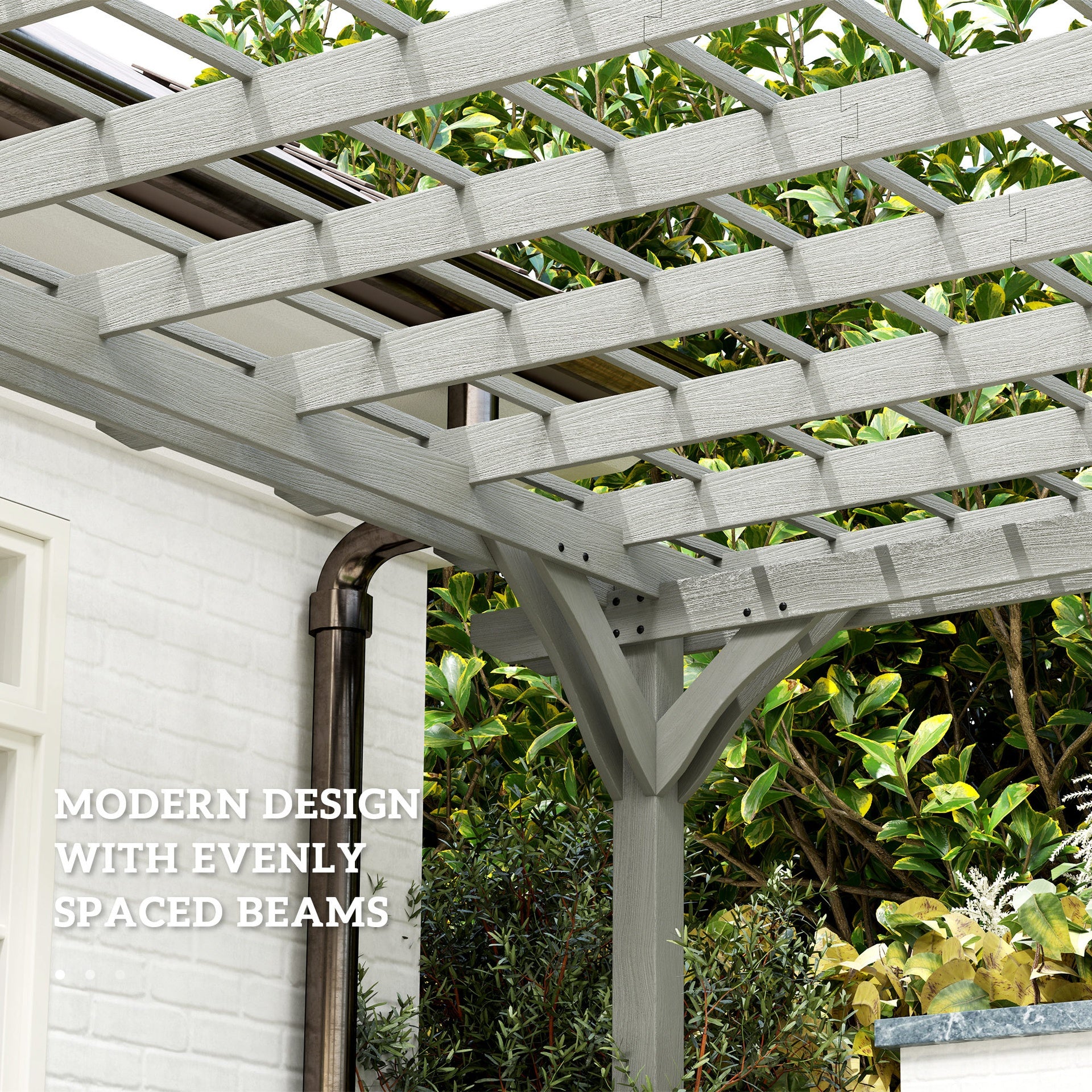 Outsunny 12' x 20' Outdoor Pergola, Wood Gazebo Grape Trellis with Stable Structure for Climbing Plant Support, Gray