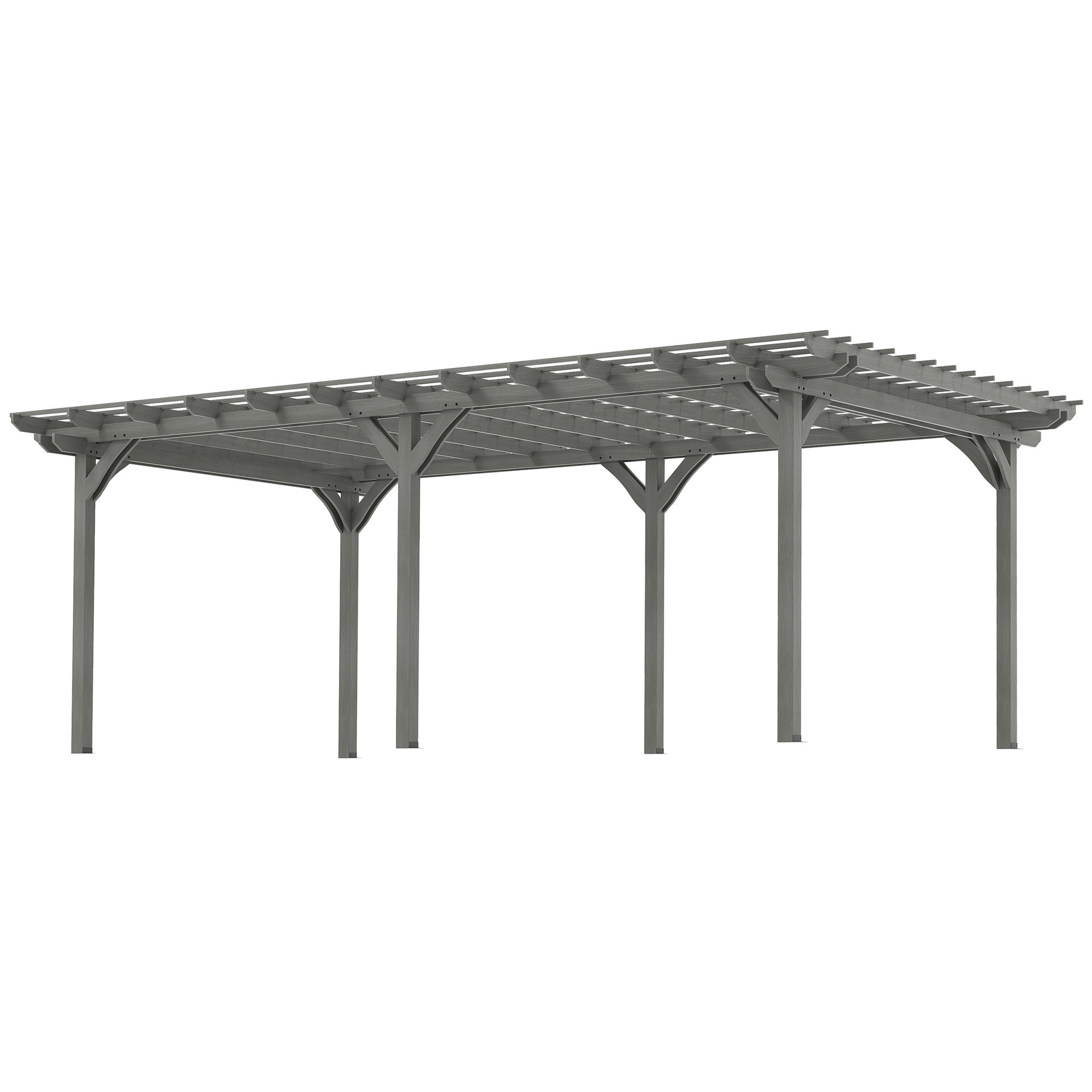 Outsunny 12' x 20' Outdoor Pergola, Wood Gazebo Grape Trellis with Stable Structure for Climbing Plant Support, Gray