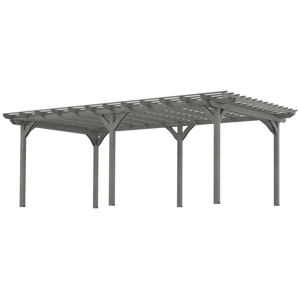 Outsunny 12' x 20' Outdoor Pergola, Wood Gazebo Grape Trellis with Stable Structure for Climbing Plant Support, Gray
