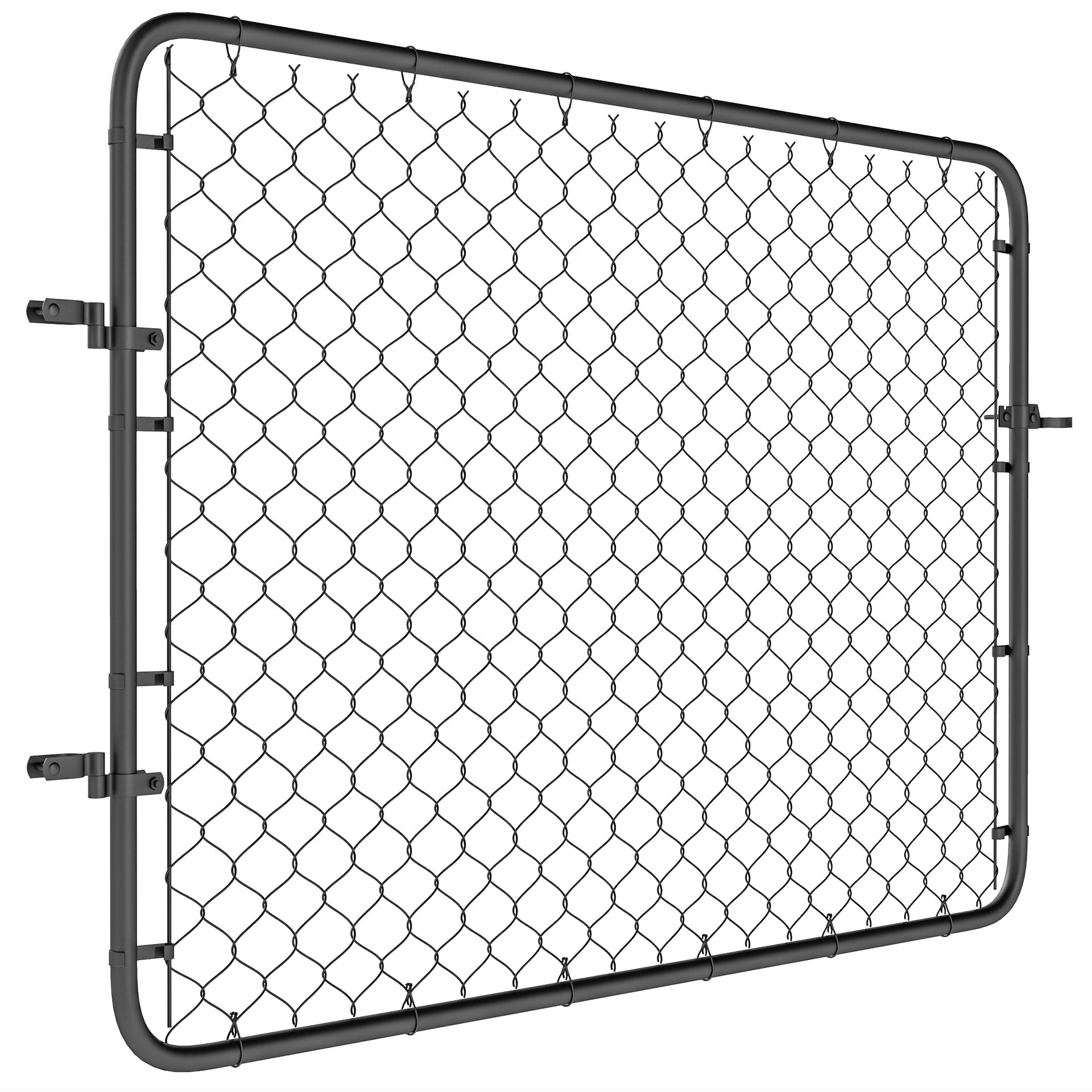 Outsunny Garden Gate Chain Link Fence Gate, Galvanized Steel Garden Door for Yard Entrance Way, 47.2 x 70.9 in., Black