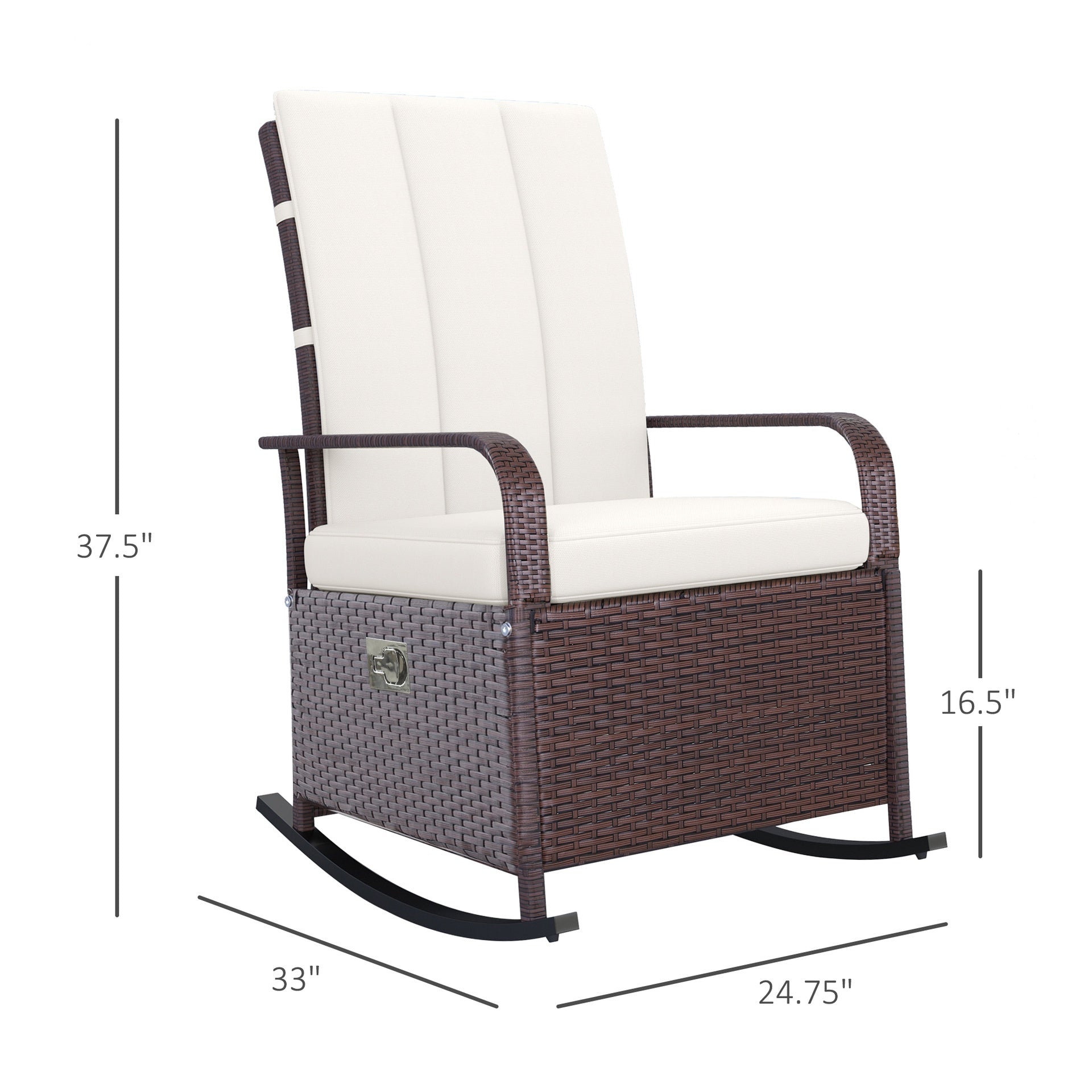 Outsunny PE Rattan Rocking Recliner with Footrest, Beige
