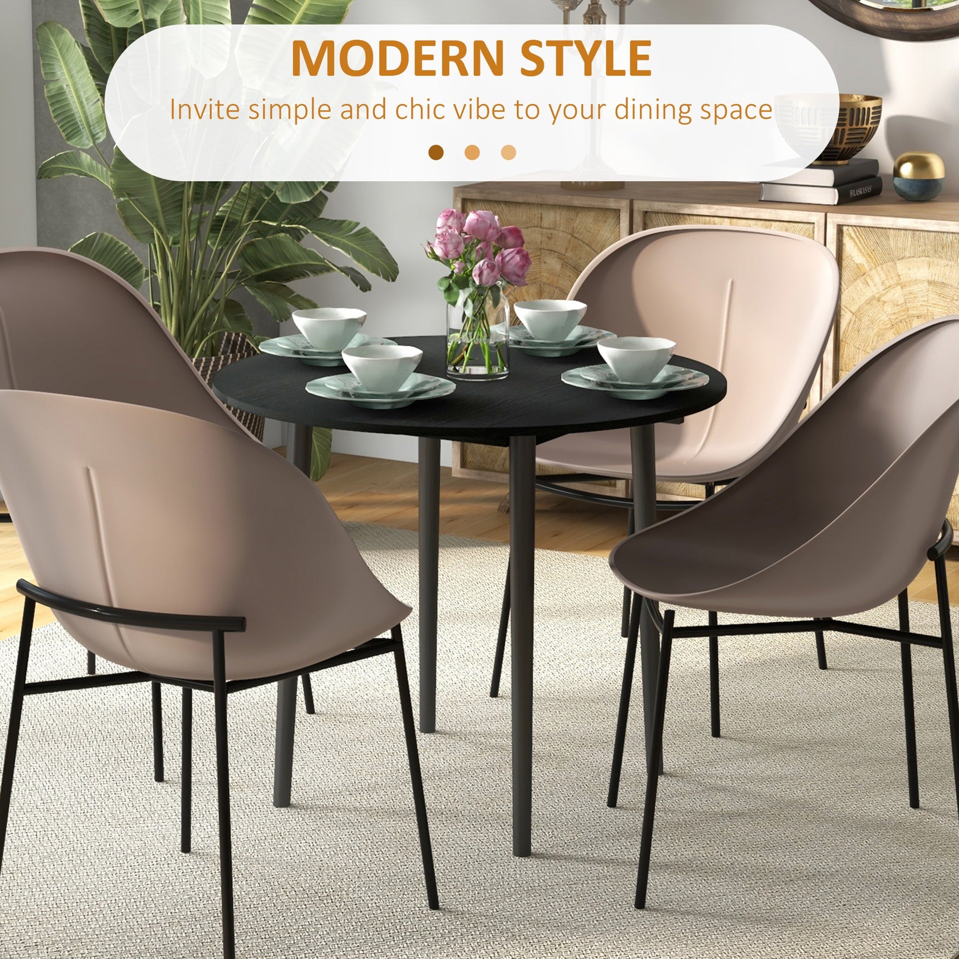 HOMCOM Folding Dining Table, Round Drop Leaf Kitchen Table for Small Spaces with Wood Legs, Black