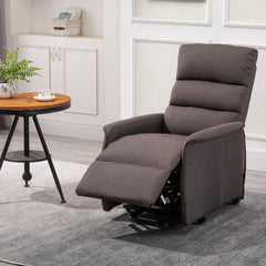 HOMCOM Power Lift Assist Recliner Chair for Elderly with Remote Control, Linen Fabric Upholstery, Brown