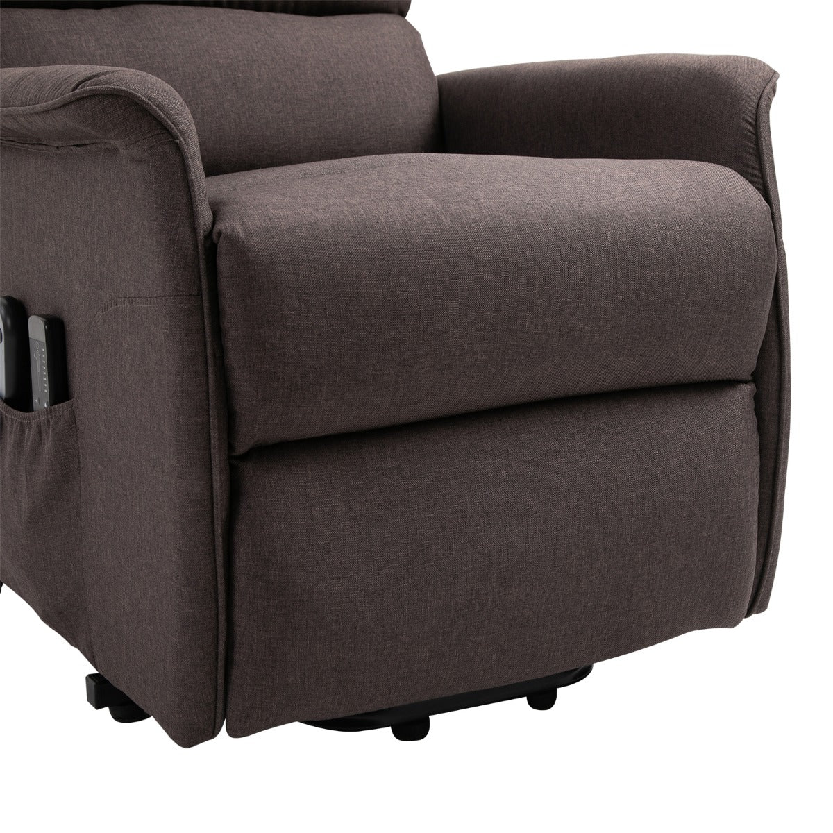 HOMCOM Power Lift Assist Recliner Chair for Elderly with Remote Control, Linen Fabric Upholstery, Brown