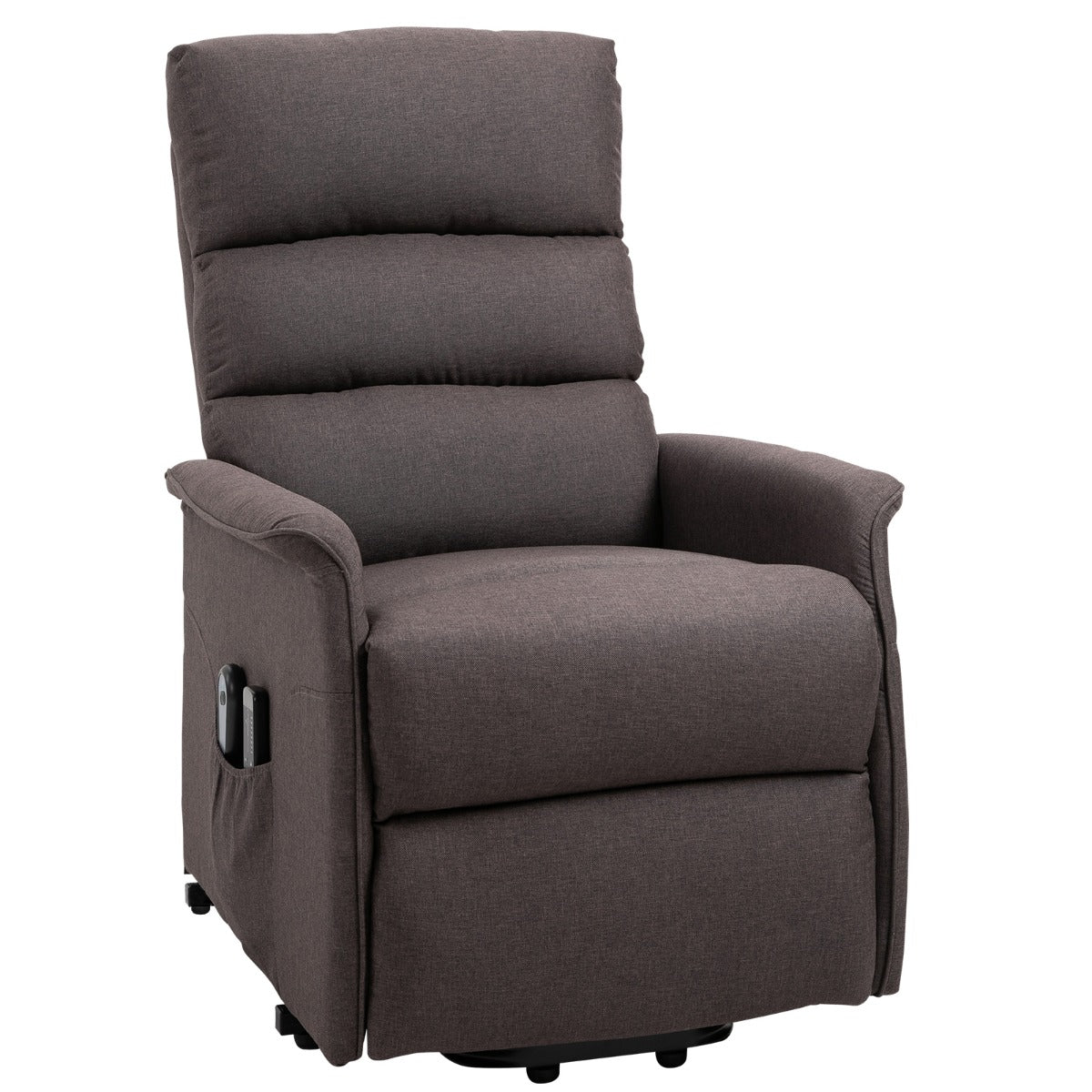 HOMCOM Power Lift Assist Recliner Chair for Elderly with Remote Control, Linen Fabric Upholstery, Brown