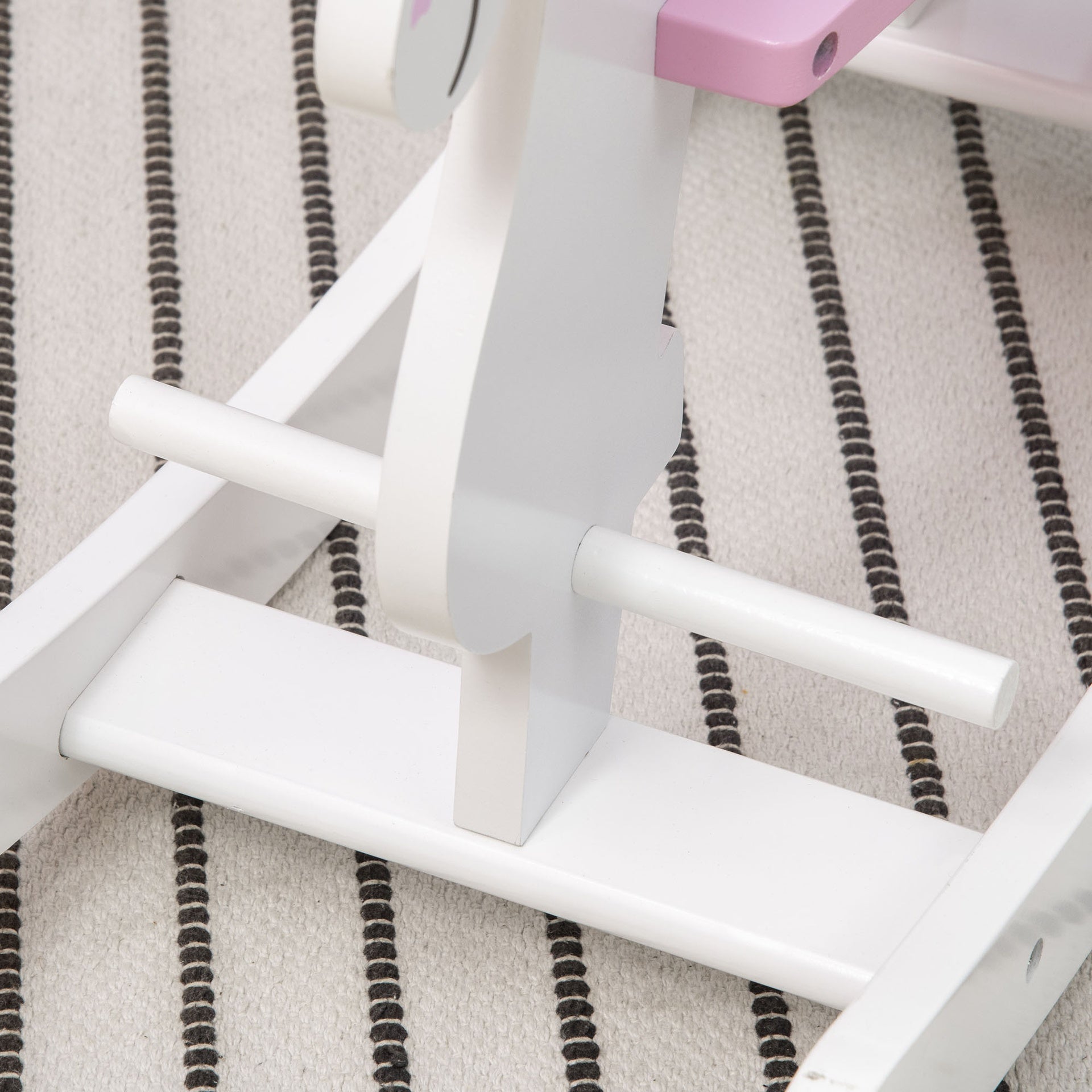 Qaba Little Wooden Rocking Horse Toy for Kids' Imaginative Play, Children's Small Baby Rocking Horse Ride-on Toy for Toddlers 1-3, Pink and White
