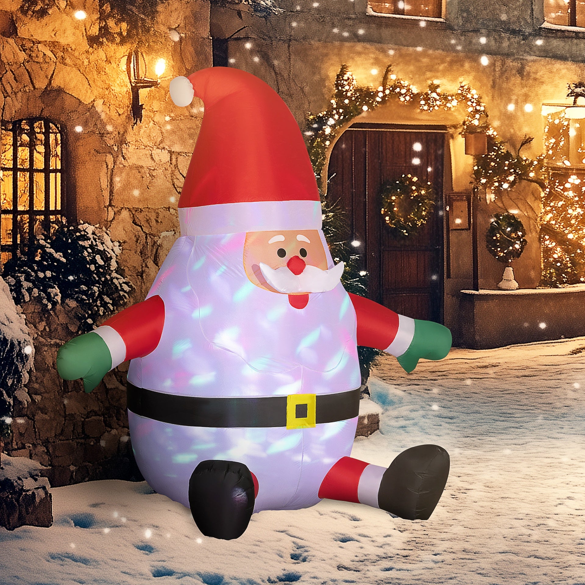 Outsunny 6' Blow-Up Outdoor Yard Display, Inflatable Christmas Santa Claus with Rotating Magic Ball Light for Garden Party