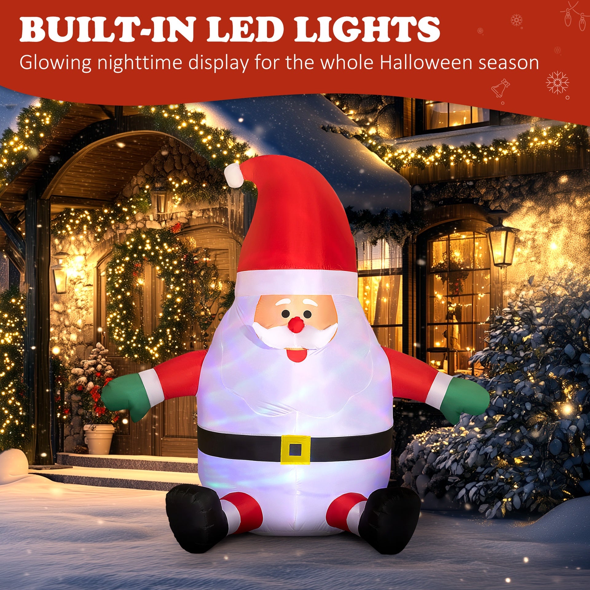 Outsunny 6' Blow-Up Outdoor Yard Display, Inflatable Christmas Santa Claus with Rotating Magic Ball Light for Garden Party