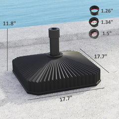 Outsunny Square Patio Umbrella Base Holder, Heavy Duty Outdoor Umbrella Stand Base, Filled Up to 42lbs with Sand or 33lbs with Water for Garden, Poolside, Black