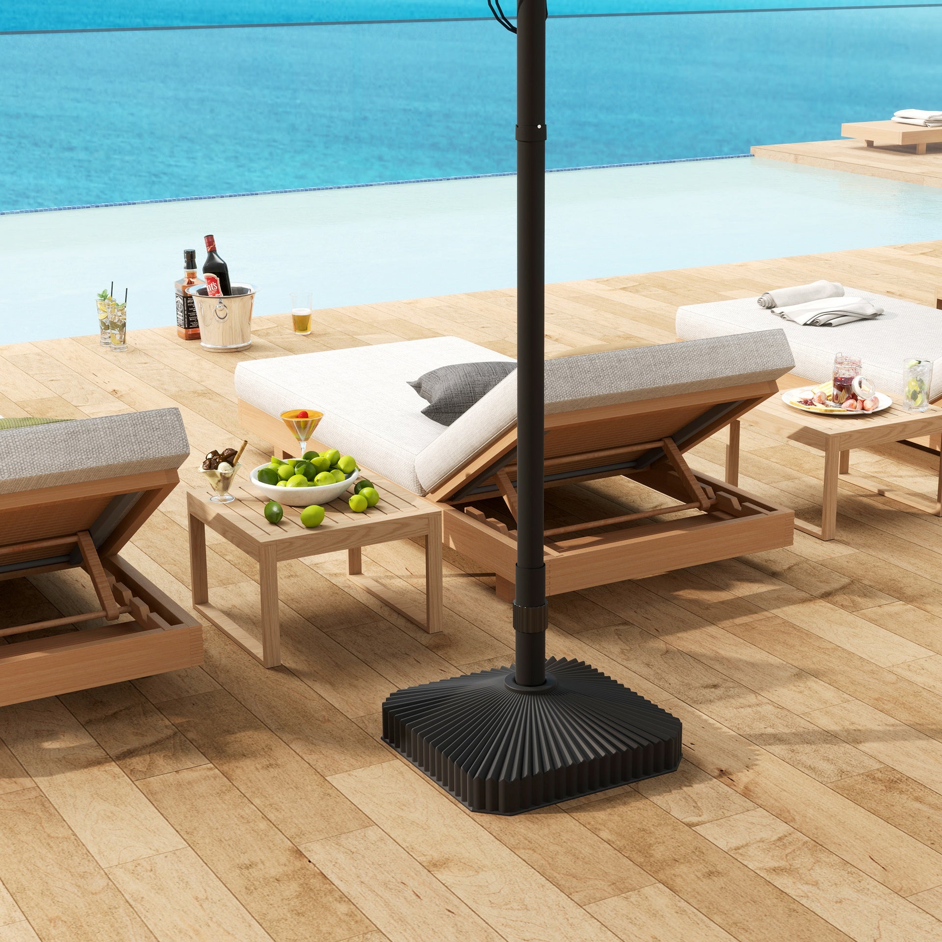 Outsunny Square Patio Umbrella Base Holder, Heavy Duty Outdoor Umbrella Stand Base, Filled Up to 42lbs with Sand or 33lbs with Water for Garden, Poolside, Black