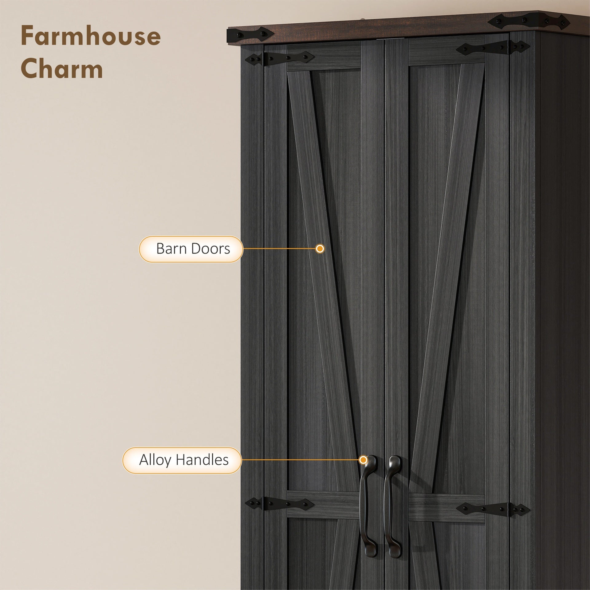 HOMCOM 71" Pantry Cabinet, Kitchen Storage Cabinet with Adjustable Shelves, Barn Doors and Drawer for Dining Room, Black
