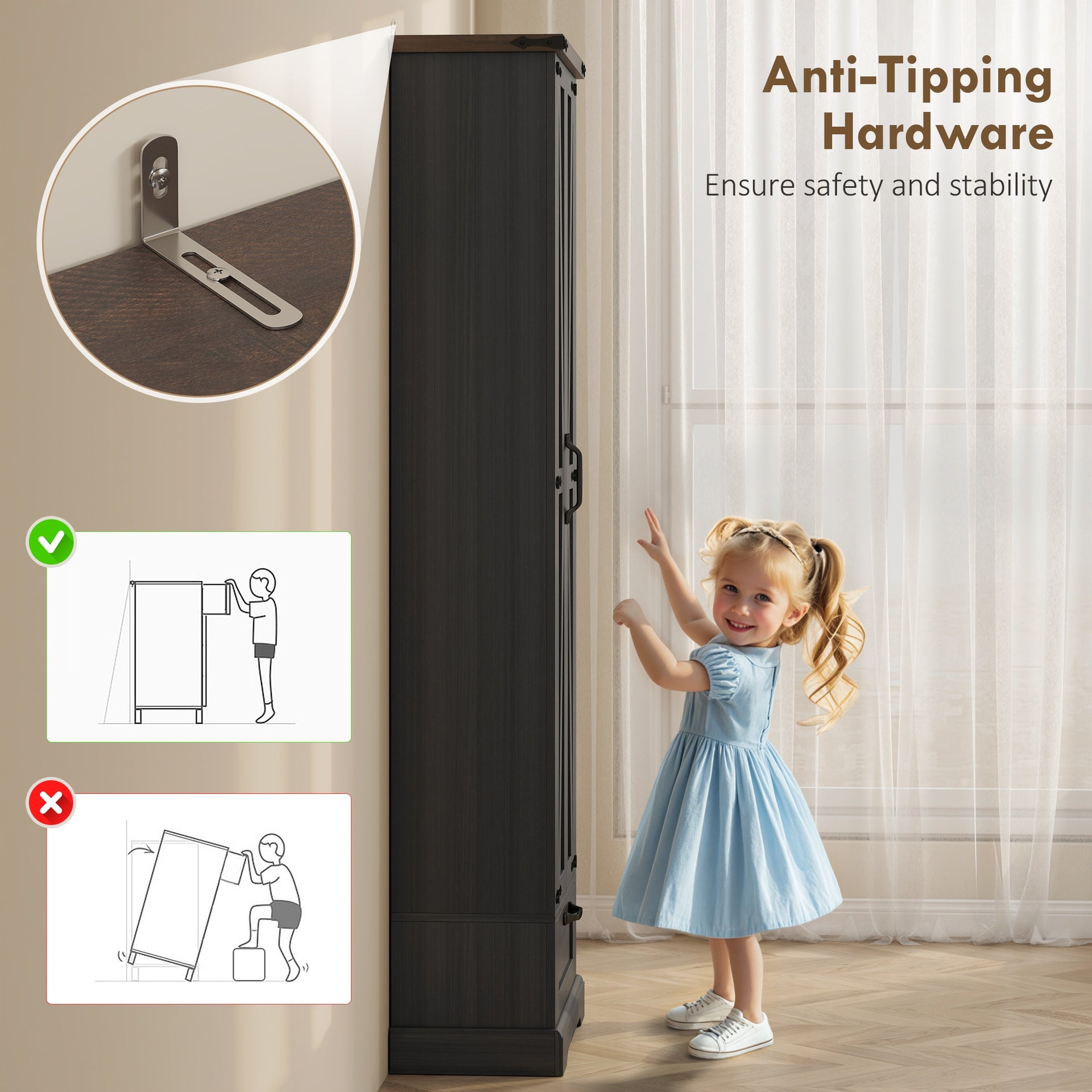 HOMCOM 71" Pantry Cabinet, Kitchen Storage Cabinet with Adjustable Shelves, Barn Doors and Drawer for Dining Room, Black